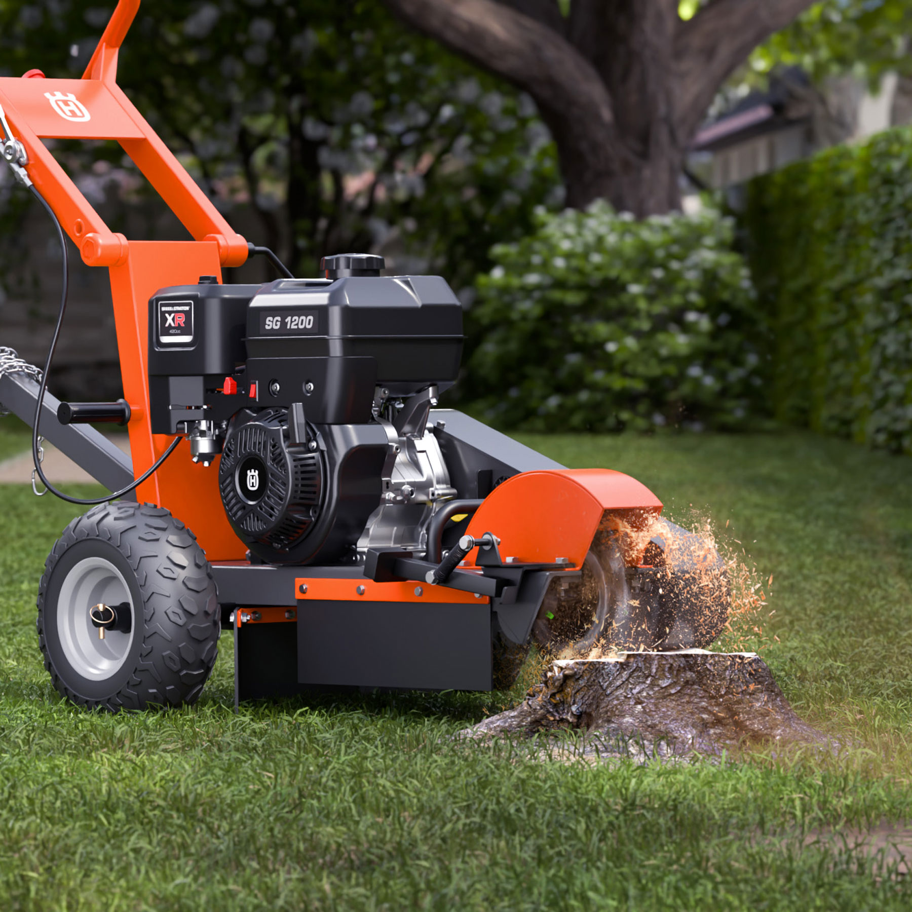 066007 Husqvarna stump grinder in use
